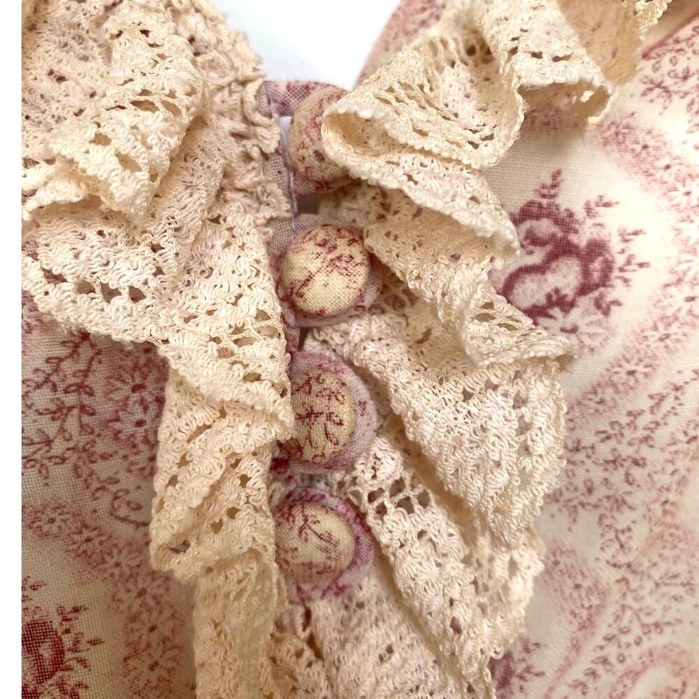 Vtg 70s Boho Handmade 2-Piece Pink Floral Halter Maxi Dress & Bolero Set XS OOAK - Picture 9 of 15